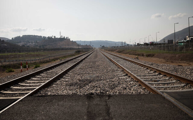 Illustrative: Railway tracks near Karmiel, in northern Israel, on November 8, 2017. (Hadas Parush/Flash90) Illustrative: Railway tracks near Karmiel, in northern Israel, on November 8, 2017. (Hadas Parush/Flash90)