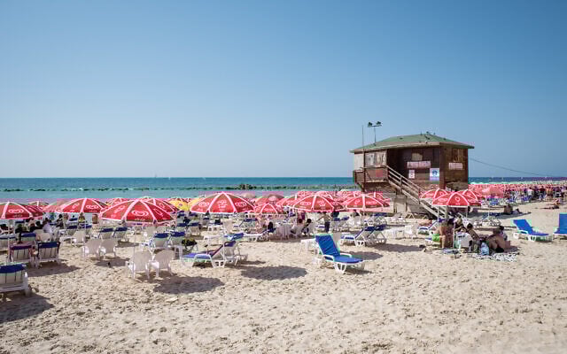 Illustrative: The beach in the coastal town of Bat Yam, near Tel Aviv, on April 14, 2018. (Dario Sanchez/Flash90)
