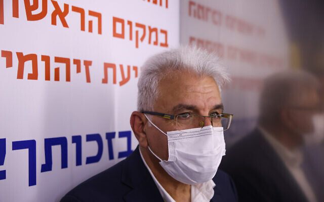 COVID czar Salman Zarka seen during a visit of Health Minister Nitzan Horowitz at the Ziv medical center in the northern Israeli city of Safed, on June 23, 2022. (David Cohen/Flash90) COVID czar Salman Zarka seen during a visit of Health Minister Nitzan Horowitz at the Ziv medical center in the northern Israeli city of Safed, on June 23, 2022. (David Cohen/Flash90)