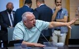 Likud MK David Amsalem attends a Knesset Constitution, Law and Justice Committee meeting on June 26, 2022. (Olivier FItoussi/Flash90)