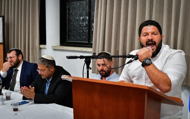 Otzma Yehudit party member Almog Cohen during an election campaign conference in Ramat Gan, September 4, 2022. (Avshalom Sassoni/Flash90) Otzma Yehudit party member Almog Cohen during an election campaign conference in Ramat Gan, September 4, 2022. (Avshalom Sassoni/Flash90)