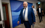 Finance Minister Avigdor Liberman arrives for cabinet meeting at the Prime Minister's Office in Jerusalem on September 11, 2022. (Yonatan Sindel/ Flash90)