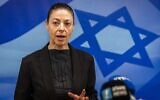 Then Transportation Minister Merav Michaeli arrives at the weekly cabinet meeting at the Prime Minister's Office in Jerusalem, September 18, 2022. (Olivier Fitoussi/Flash90)