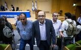 Balad party head Sami Abu Shehadeh speaks at an Central Elections Committee meeting against disqualifying Balad from running in the upcoming elections, September 29, 2022. (Yonatan Sindel/ Flash90)