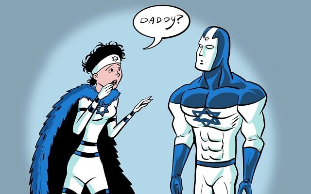 Comic book artist Uri Fink drew and posted his Sabraman retort on Twitter to Marvel's Sabra character in an upcoming 2024 film. (courtesy, Uri Fink/Twitter)