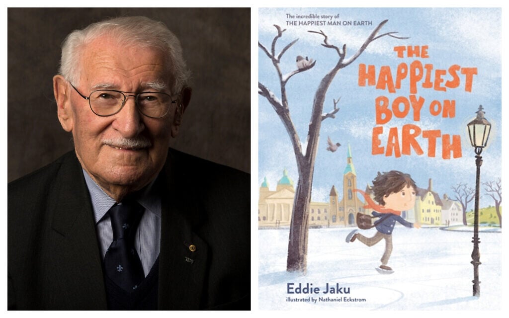 Holocaust survivor and author Eddie Jaku in an undated photo (Sydney Jewish Museum via AP); 'The Happiest Boy on Earth,' by Eddie Jaku. (Courtesy) Holocaust survivor and author Eddie Jaku in an undated photo (Sydney Jewish Museum via AP); 'The Happiest Boy on Earth,' by Eddie Jaku. (Courtesy)