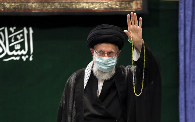 A photo released by Supreme Leader Ayatollah Ali Khameni's office on September 17, 2022, shows him attending a Arbaeen ceremony in Tehran. (Office of the Iranian Supreme Leader) A photo released by Supreme Leader Ayatollah Ali Khameni's office on September 17, 2022, shows him attending a Arbaeen ceremony in Tehran. (Office of the Iranian Supreme Leader)