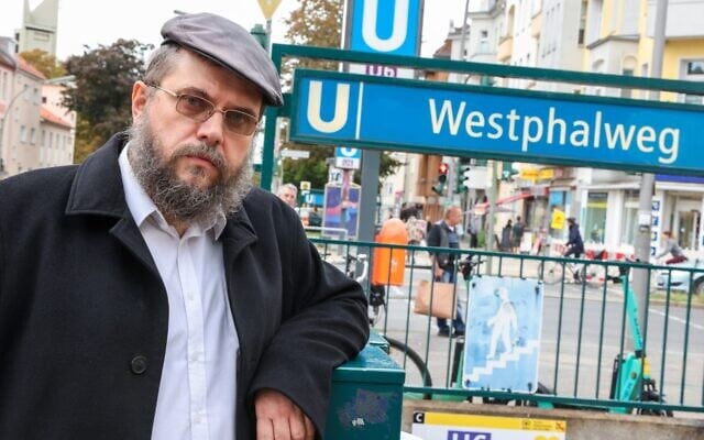 Rabbi of the Jewish community in Potsdam, Ariel Kirzon, stands in front of the Westphalweg subway station in Berlin, where he says he was attacked Sept. 13. (Gerald Matzka/picture alliance via Getty Images via JTA) Rabbi of the Jewish community in Potsdam, Ariel Kirzon, stands in front of the Westphalweg subway station in Berlin, where he says he was attacked Sept. 13. (Gerald Matzka/picture alliance via Getty Images via JTA)