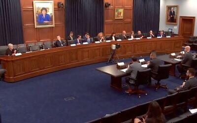 The Interparliamentary Task Force to Combat Online Antisemitism holds a hearing in Washington on September 16, 2022. (Screen capture/YouTube)
