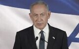 Opposition leader Benjamin Netanyahu criticizes Prime Minister Yair Lapid for endorsing the two-state solution at the UN General Assembly, in a video statement released on September 22, 2022. (Twitter screenshot, used in accordance with Clause 27a of the Copyright Law)