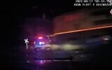 Video released by police Platteville, Colorado, shows the moment a freight train collides with a patrol car in which a suspect was being held, September 16, 2022. (Youtube screenshot, used in accordance with Clause 27a of the Copyright Law)