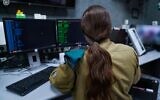 An Israeli soldier of the C4I Corps works at a computer, in an undated photo published by the military on September 21, 2022. (Israel Defense Forces)