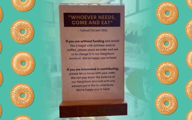 Goldie's Bagels in Columbia, MO is giving away free bagels and coffee to those who cannot afford to pay. (JTA) Goldie's Bagels in Columbia, MO is giving away free bagels and coffee to those who cannot afford to pay. (JTA)