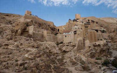 File: View of the Mar Saba Monastery in the Judean Desert, October 28, 2017 (Maor Kinsbursky/FLASH90)