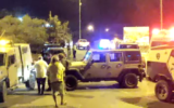 Security forces are seen in the southern West Bank settlement of Carmel, following a shooting attack, September 15, 2022. (Screenshot: Twitter)
