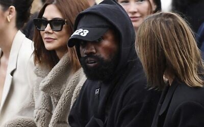 File - Rapper Kanye West, attends the Givenchy Spring-Summer 2023 fashion show during the Paris Womenswear Fashion Week, in Paris, on October 2, 2022. (Julien De Rosa/AFP)