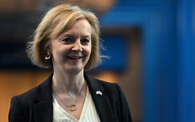 British Prime Minister Liz Truss arrives for the main speeches on the second day of the annual Conservative Party Conference in Birmingham, central England, on October 3, 2022. (Paul Ellis/AFP)