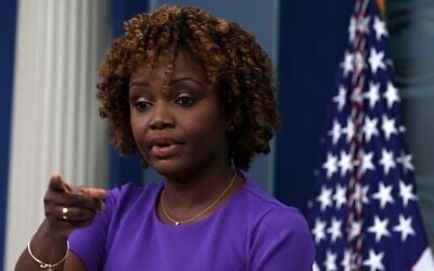 White House Press Secretary Karine Jean-Pierre speaks during the daily news briefing at the White House on October 17, 2022, in Washington. (Alex Wong/Getty Images/AFP)