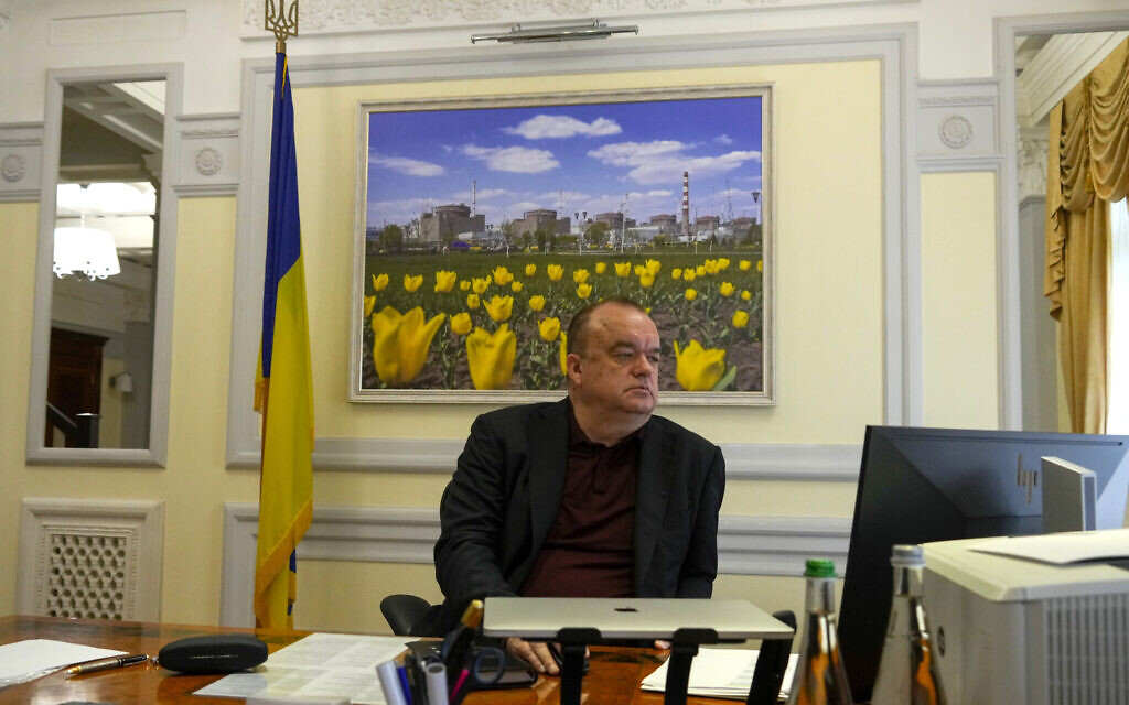 Ukrainian state nuclear company Energoatom President Petro Kotin sits in his office after an interview with The Associated Press in Kyiv, Ukraine, October 4, 2022. (Efrem Lukatsky/AP) Ukrainian state nuclear company Energoatom President Petro Kotin sits in his office after an interview with The Associated Press in Kyiv, Ukraine, October 4, 2022. (Efrem Lukatsky/AP)