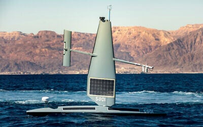 In this file photo released by the US Navy, a Saildrone Explorer unmanned sea drone sails in the Gulf of Aqaba on Feb. 9, 2022. (Mass Communication Specialist 2nd Class Dawson Roth/U.S. Navy via AP)