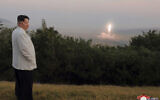 This photo provided on October 10, 2022, by the North Korean government, North Korean leader Kim Jong Un inspects a missile test at an undisclosed location in North Korea, as taken sometime between September 25 and October 9. (Korean Central News Agency/Korea News Service via AP)