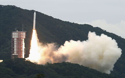 The Epsilon-6 rocket blasts off from the Uchinoura Space Center in Kimotsuki town, Kagoshima prefecture, southern Japan, October 12, 2022. The Japanese space agency said its rocket failed just after liftoff Wednesday and had to be aborted by a self-destruction command, in the country’s first failed rocket launch in nearly 20 years. (Kyodo News via AP)