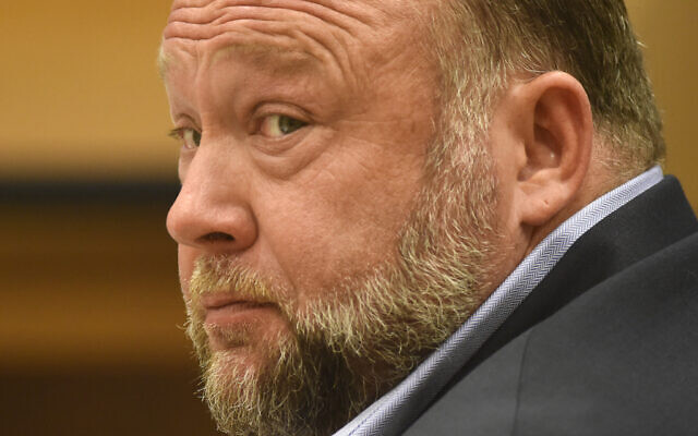 Infowars founder Alex Jones appears in court to testify during the Sandy Hook defamation damages trial at Connecticut Superior Court in Waterbury, Conn., September 22, 2022. (Tyler Sizemore/Hearst Connecticut Media via AP, Pool, File) Infowars founder Alex Jones appears in court to testify during the Sandy Hook defamation damages trial at Connecticut Superior Court in Waterbury, Conn., September 22, 2022. (Tyler Sizemore/Hearst Connecticut Media via AP, Pool, File)