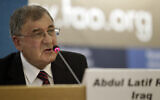 Abdul Latif Rashid delivers his speech during a session of the 37th FAO Conference in Rome, June 25, 2011. (AP Photo/Pier Paolo Cito)
