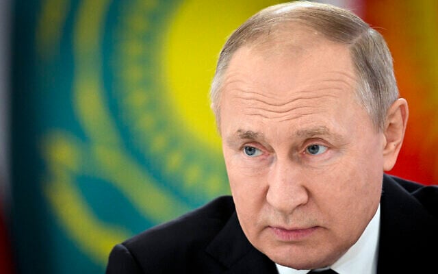 Russian President Vladimir Putin attends the Summit of the Commonwealth of Independent States (CIS), in Astana, Kazakhstan, October 14, 2022. (Ramil Sitdikov, Sputnik, Kremlin Pool Photo via AP) Russian President Vladimir Putin attends the Summit of the Commonwealth of Independent States (CIS), in Astana, Kazakhstan, October 14, 2022. (Ramil Sitdikov, Sputnik, Kremlin Pool Photo via AP)