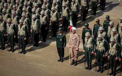 In this photo provided by the Revolutionary Guard's Ground Force October 17, 2022, troops stand while attending a maneuver in northwestern Iran. (Iranian Revolutionary Guard's Ground Force via AP, File)