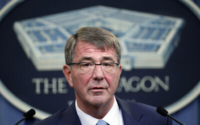 Then-defense secretary Ash Carter speaks during a news conference at the Pentagon, June 30, 2016. (Alex Brandon/AP)