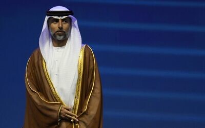 UAE Energy Minister Suhail al-Mazrouei attends the Abu Dhabi International Petroleum Exhibition & Conference in Abu Dhabi, United Arab Emirates, Oct. 31, 2022 (AP Photo/Kamran Jebreili)