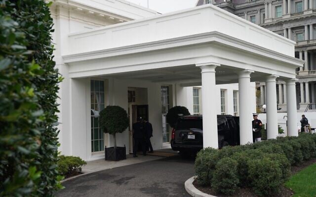 President Isaac Herzog enters the West Wing of the White House on October 266, 2022 for a meeting with US President Joe Biden (Luke Tress/Times of Israel) President Isaac Herzog enters the West Wing of the White House on October 266, 2022 for a meeting with US President Joe Biden (Luke Tress/Times of Israel)