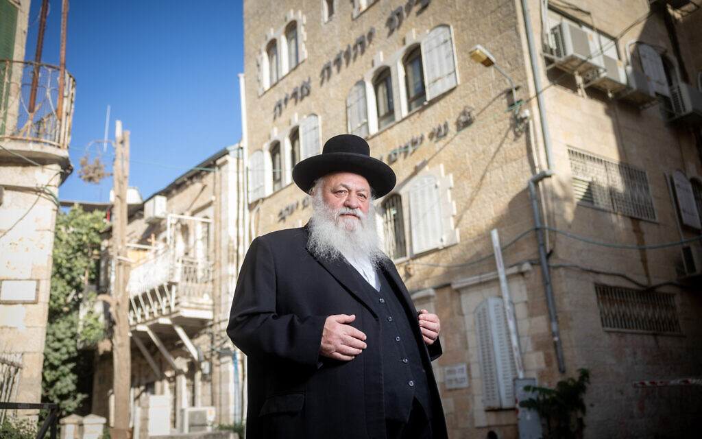 United Torah Judaism chairman Rabbi Yitzchak Goldknopf poses for a picture in Jerusalem on September 13, 2022. (Yonatan Sindel/Flash90) United Torah Judaism chairman Rabbi Yitzchak Goldknopf poses for a picture in Jerusalem on September 13, 2022. (Yonatan Sindel/Flash90)
