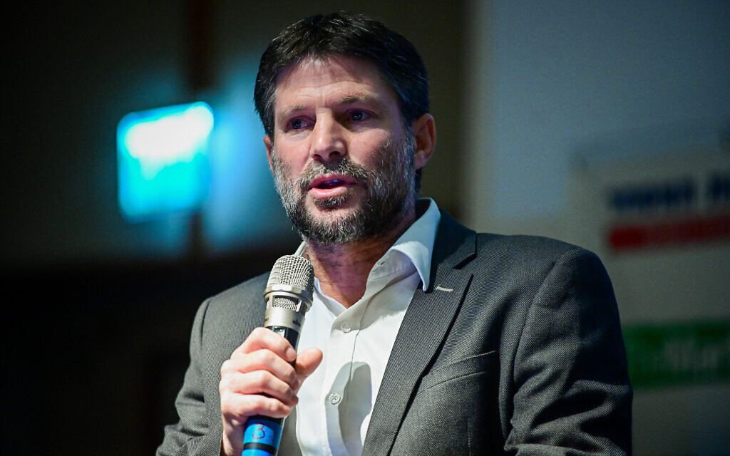 Religious Zionism leader Bezalel Smotrich speaks at a conference of the Federation of Israeli Chambers of Commerce in Tel Aviv, on October 23, 2022. (Avshalom Sassoni/Flash90)