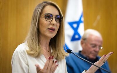 Central Elections Committee Director-General Orly Adas speaks at a press conference at the Knesset, October 26, 2022. (Olivier Fitoussi/Flash90)