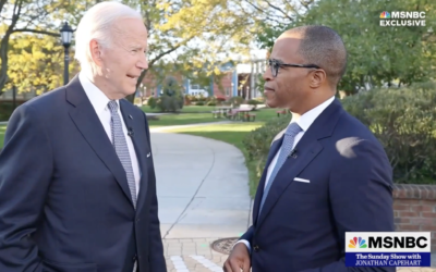 US President Joe Biden speaks to MSNBC, aired October 23, 2022. (Screenshot/MSNBC; used in accordance with Clause 27a of the Copyright Law)