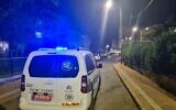 A police car at the scene of a stabbing in Netanya, October 5, 2022 (Israel Police)