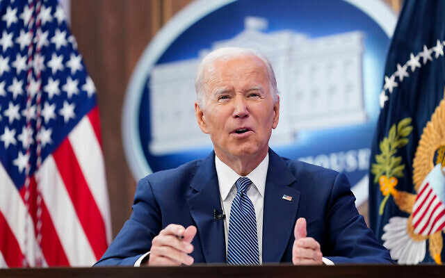 US President Joe Biden speaks at the White House complex in Washington, October 11, 2022. (AP Photo/Susan Walsh) US President Joe Biden speaks at the White House complex in Washington, October 11, 2022. (AP Photo/Susan Walsh)
