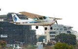 Illustrative: A civilian light aircraft at Herzliyya airport, November 15, 2019. (Moshe Shai/Flash90)