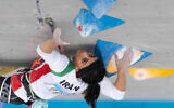 Iranian climber Elnaz Rekabi competes during the women's IFSC Climbing Asian Championships in Seoul, South Korea, October 16, 2022. (Rhea Khang/International Federation of Sport Climbing via AP)