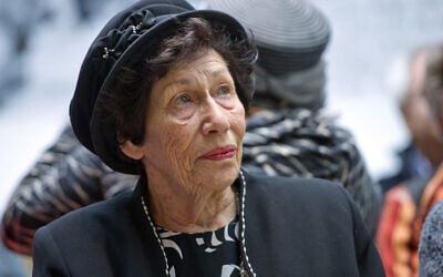 Hanneli Pick-Goslar (Hannah Goslar), a Holocaust survivor and childhood friend of Anne Frank, attends an exhibition at the Anne Frank House in Amsterdam, October 11, 2012. (Marcel Antonisse/ANP/AFP)