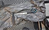 Scissors a Palestinian woman stabbed a prison guard with at the Ramon Prison in southern Israel, October 2, 2022. (Israel Prison Service)