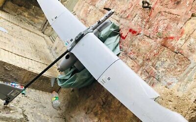 Illustrative: A Skylark drone that crashed in the West Bank city of Nablus, October 26, 2022. (Social media: used in accordance with Clause 27a of the Copyright Law)