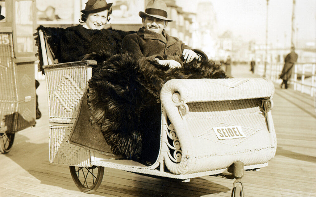 Letty Cottin Pogrebin's parents Jack Cottin and Ceil Halpern on their honeymoon, Atlantic City boardwalk, 1937. (Courtesy)