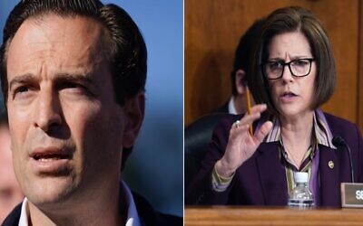Illustrative: Adam Laxalt (left) seeks to unseat incumbent Nevada Senator Catherine Cortez Masto, a Democrat. (AP Photo/John Locher and Mariam Zuhaib)