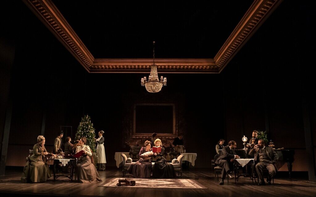 A view of the cast of "Leopoldstadt," which focuses on multiple generations of a Viennese Jewish family. (Joan Marcus via JTA)