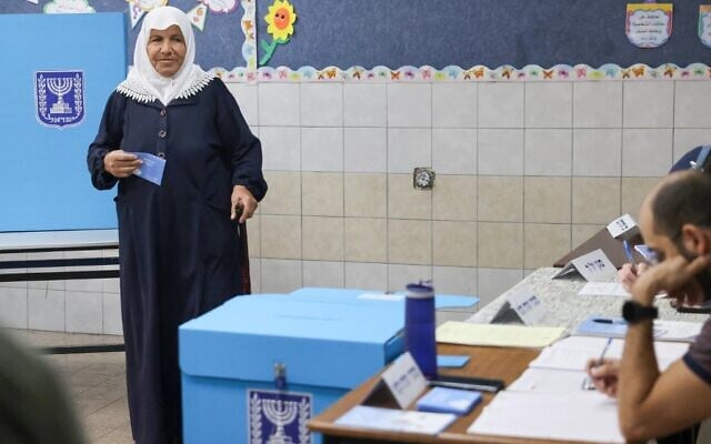 An Arab Israeli woman in the northern village of Maghar on November 1, 2022. (Ahmad Gharabli/AFP) An Arab Israeli woman in the northern village of Maghar on November 1, 2022. (Ahmad Gharabli/AFP)