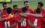 Iranian soccer players gather during a training session at the Al Rayyan SC in the Al Rayyan district in Doha on November 19, 2022, ahead of the Qatar 2022 World Cup football tournament. (FADEL SENNA/AFP)