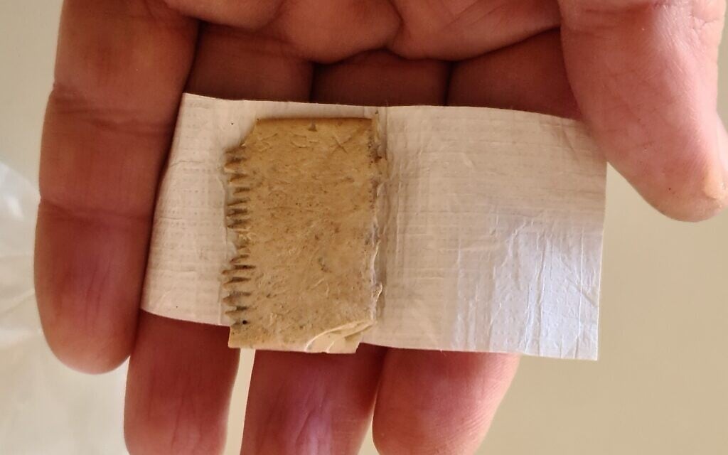 A 17th century BCE inscription in early Canaanite script from Lachish, incised on an ivory lice comb. (Daniel Vanstub)